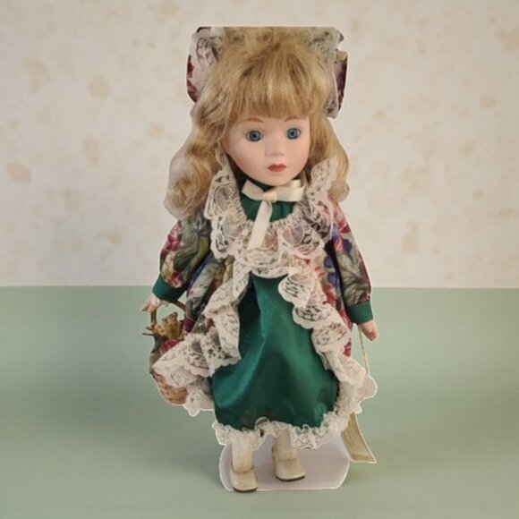 Vintage Porcelain Doll Unopened -Soft Expressions - Girl W/ Basket - Collectibl - Picture 1 of 15